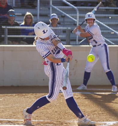 Aspen Wheeler had a perfect day at the plate in the Lady Badgers win over Lago Vista. HUNTER KING | DISPATCH RECORD