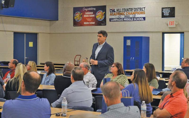 LISD Superintendent Dr. Chane Rascoe speaks during the facilities planning meeting on Monday. The committee will reconvene on Sept. 22. erick mitchell | dispatch record