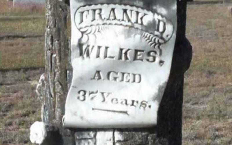 Frank D. Wilkes, who died at age 37, is buried in the oldest section of Oak Hill Cemetery. JEFF JACKSON | COURTESY PHOTO