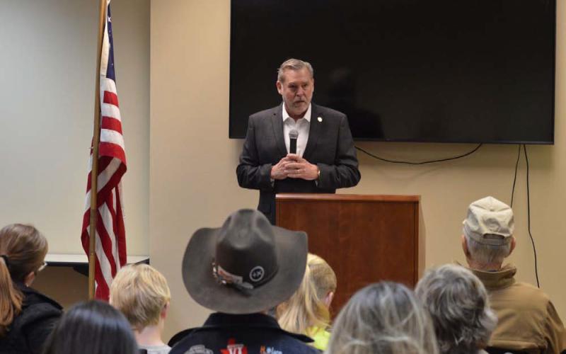 State Rep. David Spiller addresses the audience Tuesday to provide an overview of key issues expected to be addressed in Austin this legislative session. ERICK MITCHELL | DISPATCH RECORD