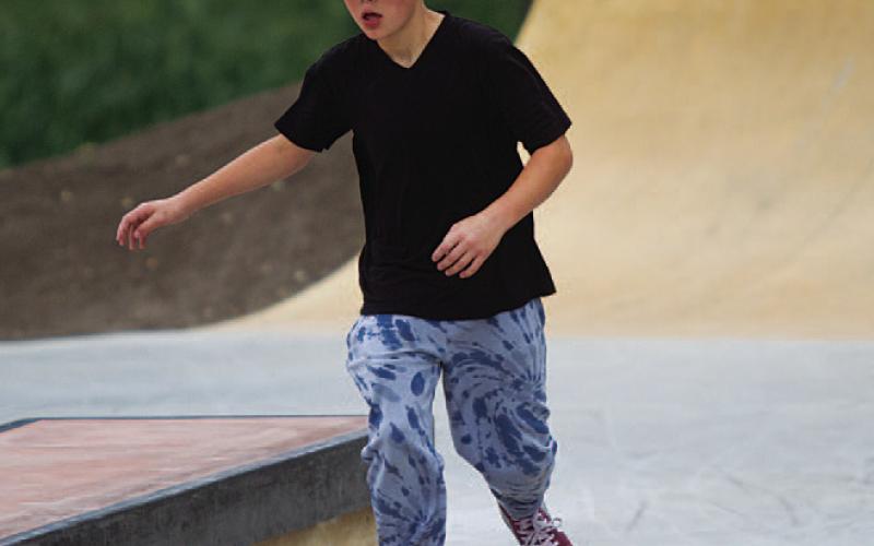 Chase Jackson enjoys the new Lampasas Skate Park. HUNTER KING | DISPATCH RECORD