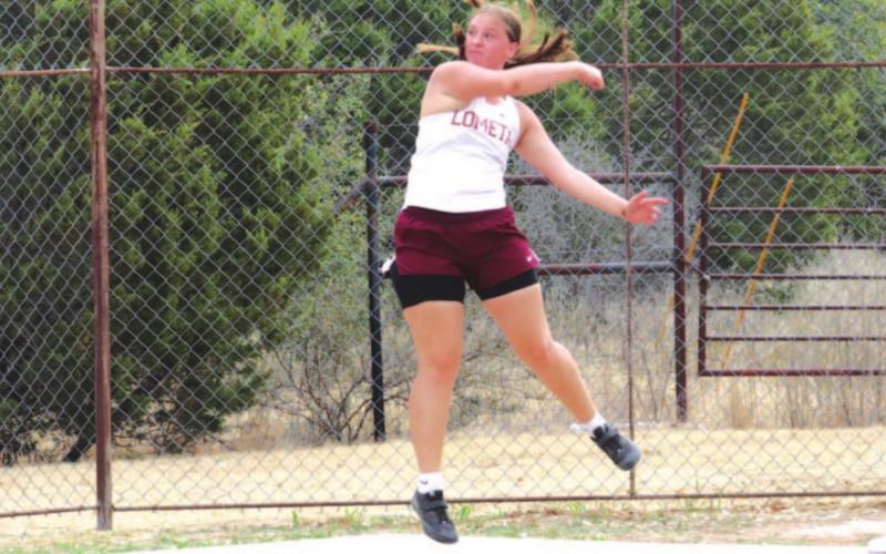 Sierra Tower tosses the discus on her way to qualifying for the area meet later this month. COURTESY PHOTO