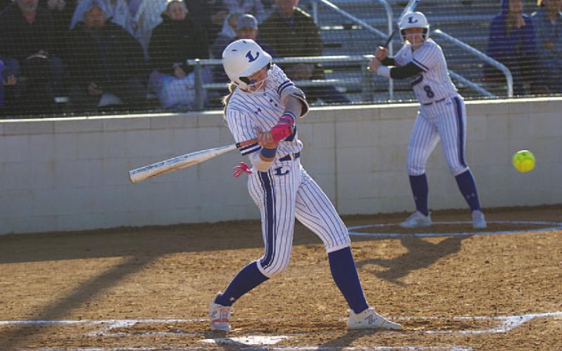 Aspen Wheeler picked up one of the two hits for the Lady Badgers against Gateway. HUNTER KING | DISPATCH RECORD