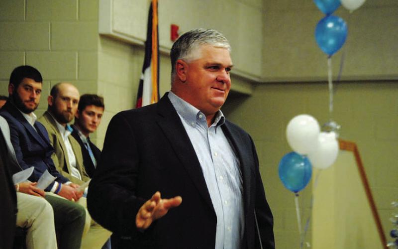 Pepper Procter speaks to the audience after his induction into the hall of fame. HUNTER KING | DISPATCH RECORD