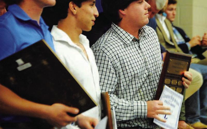 Landon Stegall, right, was the Defensive Lineman of the Year. HUNTER KING | DISPATCH RECORD