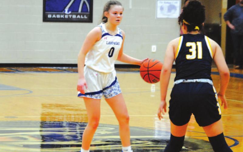 Addison Borchardt dribbles and looks for a teammate to pass to during a previous game against Stephenville. HUNTER KING | DISPATCH RECORD
