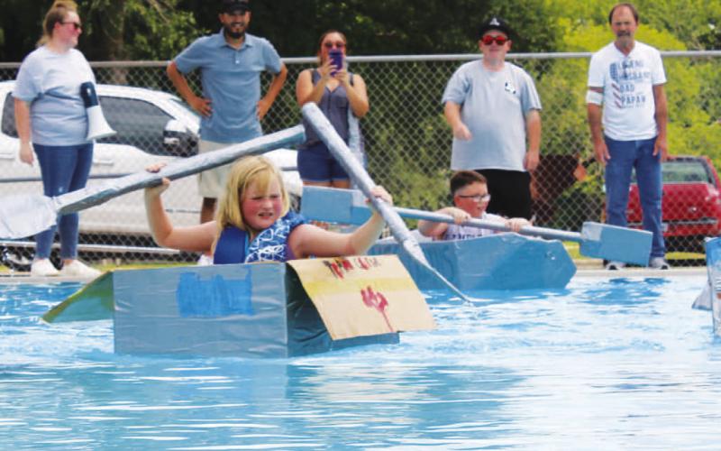 Cardboard boats will make their way across the swimming pool to see who can reach the other side safely. Other water sports for children and adults will be part of the Spring Ho offerings. FILE PHOTO