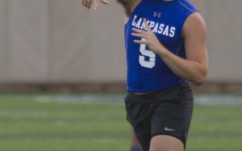 Dax Brookreson passes the ball in the Georgetown 7-on-7 league on Monday. While Badger coaches are keeping their options open for a new quarterback this fall, Brookreson has been making his case as a competitive multi-sport athlete. JEFF LOWE | DISPATCH RECORD