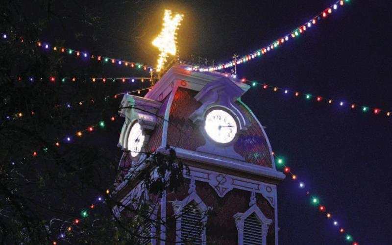 The lighted star atop the Lampasas County Courthouse is reminiscent of the Star of Bethlehem, which the Gospel of Matthew mentions as a celestial sign that directed wise men, or magi, from the East to the town where Jesus was born. ERICK MITCHELL | DISPATCH RECORD