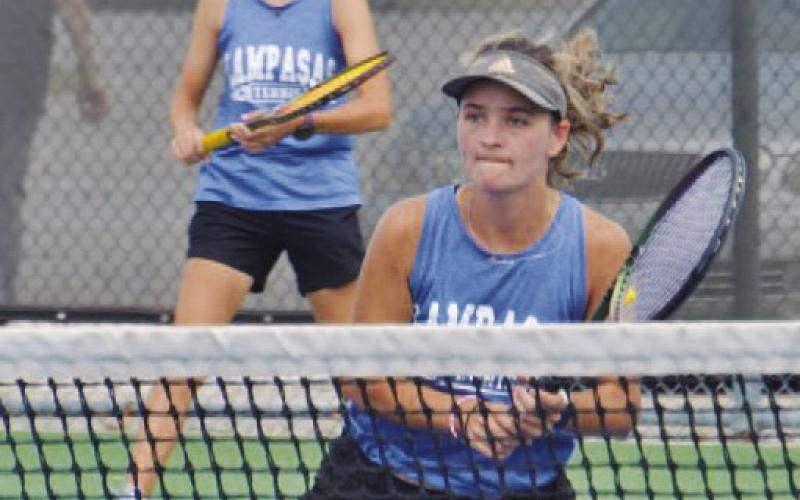 HUNTER KING | DISPATCH RECORD Caroline White and Madelynn White went 3-0 last week.