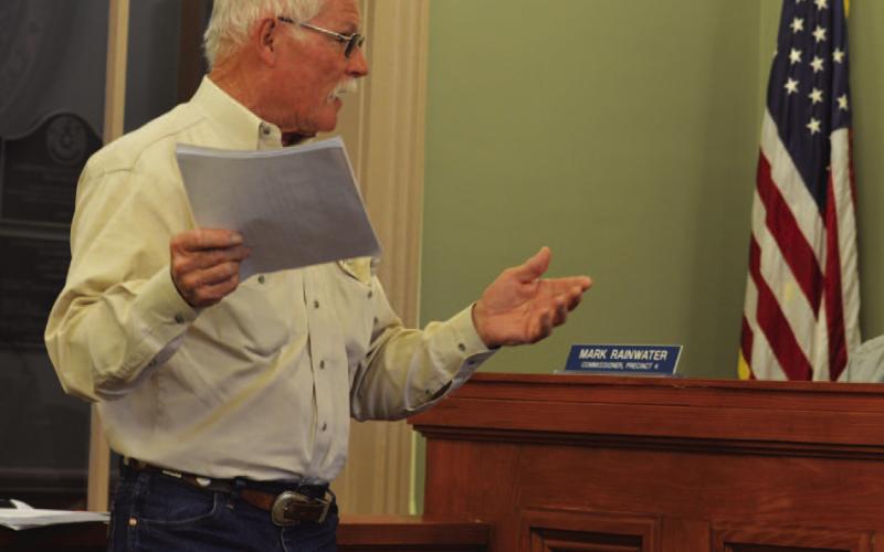 ERICK MITCHELL | DISPATCH RECORD Grady Gibson of Hill Country Soil and Water Conservation District #524 was on hand at last week’s Commissioners Court meeting for the naming of April 25-May 6, 2026 as Texas Soil and Water Stewardship Week.