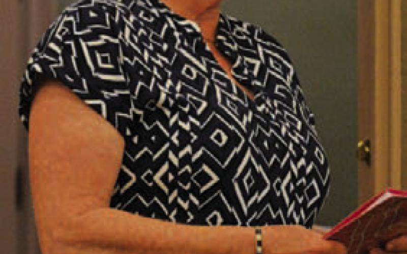 County resident Janet Machen speaks at the April 13 Commissioners Court meeting to encourage the adoption of safety measures for potential battery energy storage systems that might locate here. COURTESY PHOTO