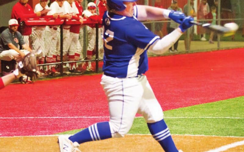 Hayden Waldrip drives in the go-ahead run with a hard-hit grounder in the seventh inning. JEFF LOWE | DISPATCH RECORD