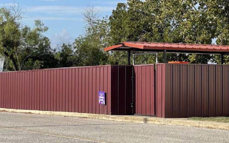 A section of new fence recently installed by the elementary playground area of Lometa School’s campus. The district is adding security and safety measures to be well above TEA standards. MASON HINES | DISPATCH RECORD