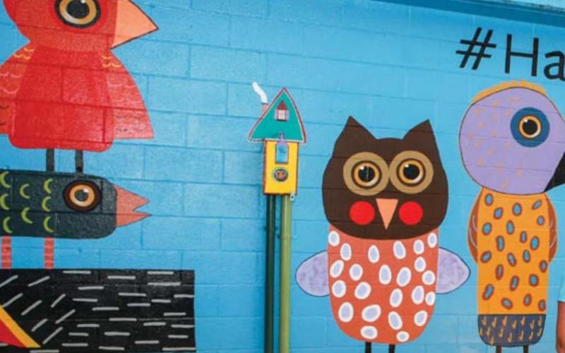 Lometa second-graders took a tour of Lampasas-area murals on a recent field trip. “#Hanging With My Peeps” at W.M. Brook Park was one their teacher Sheri Stone said the children enjoyed while spending time at the playground. FILE PHOTO