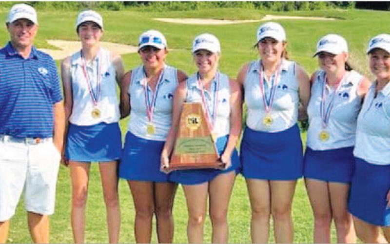 These girls will tee it up on Monday and Tuesday at Legends Golf Club in Kingsland for the state golf tournament. FILE PHOTO