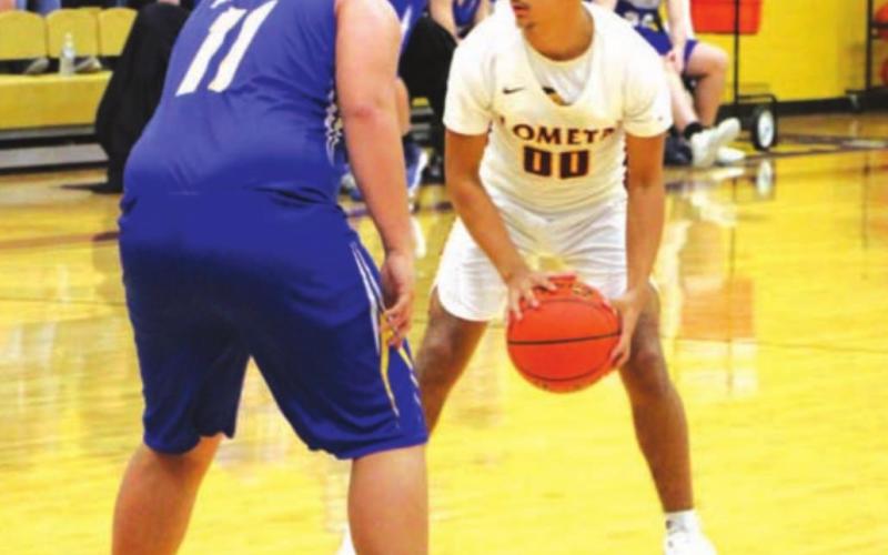 Leonel Caso sizes up a Brookesmith defender during a district game this year. JESSICA MALDONADO | DISPATCH RECORD