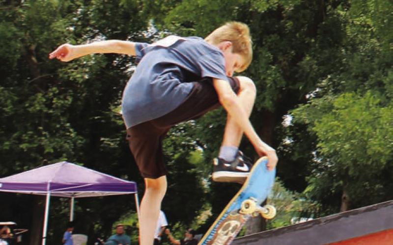 Nevin Berg does some cool tricks over the stairs. CHLOE COWDREY | DISPATCH RECORD