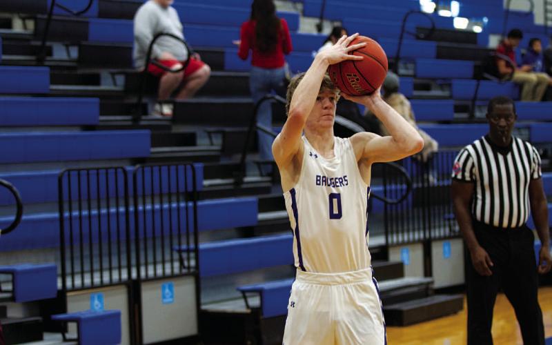 HUNTER KING | DISPATCH RECORD Peyton Sisson shoots a three-point shot for Lampasas.
