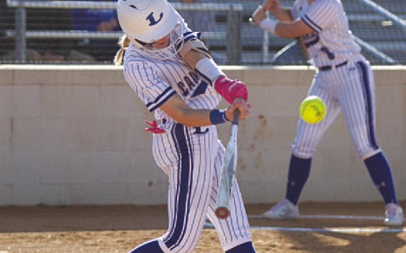 Aspen Wheeler had a perfect day at the plate in the Lady Badgers win over Lago Vista. HUNTER KING | DISPATCH RECORD