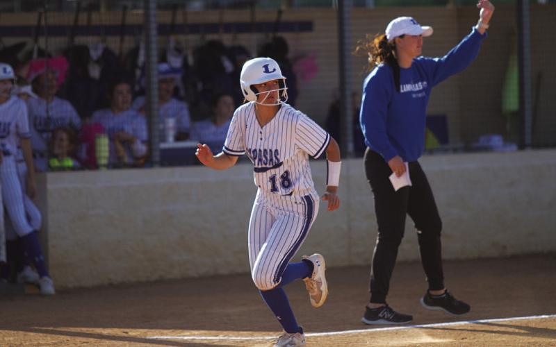 Madison Magilke rounds third and heads for home during Tuesday’s game. HUNTER KING | DISPATCH RECORD