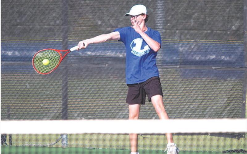 Elijah Copeland played doubles with Clyde Ashfield against Brownwood last week. HUNTER KING | DISPATCH RECORD