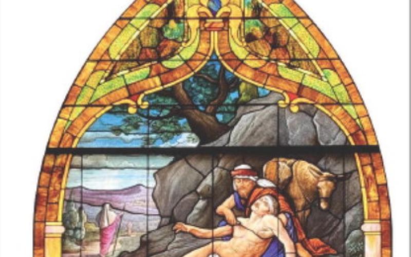 One milestone in 2025 was the 150th anniversary of St. Mary’s Episcopal Church in Lampasas. Here a stained-glass window depicts The Good Samaritan helping his neighbor, near bottomcenter of the photo, after he was beaten and robbed according to the Gospel of Luke.