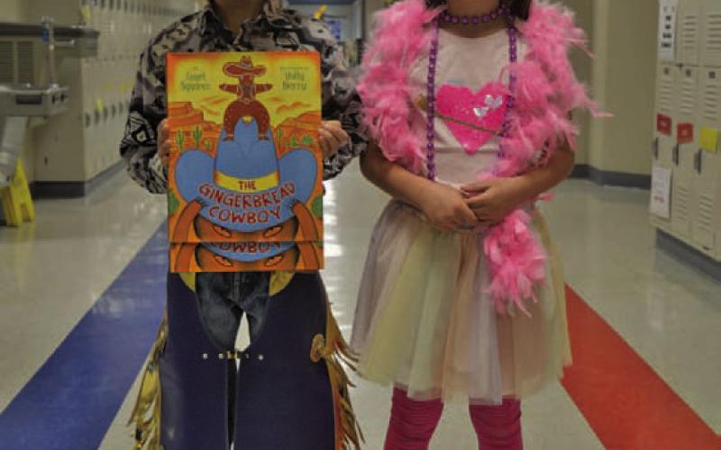 Cowboy Noah Hernandez and Fancy-Nancy Lyla Sellers are dressed as their favorite characters. COURTESY PHOTO