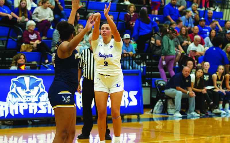 HUNTER KING | DISPATCH RECORD Johnnie Lewis hit a couple of big three-point shots for the Lady Badgers on Tuesday.