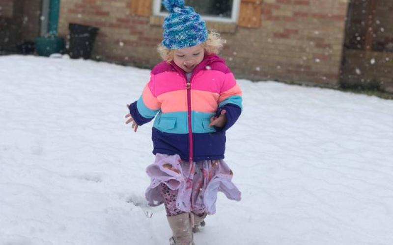Rose Baltrun plays in the snow in a photo submitted by Jackie Baltrun.