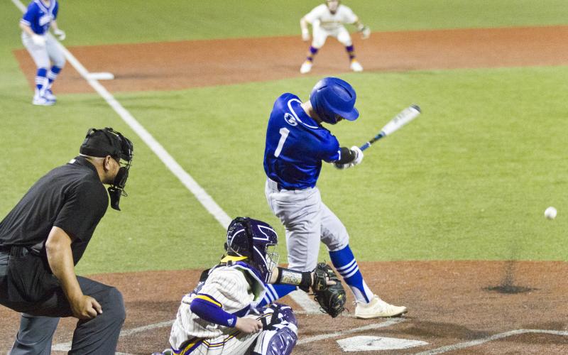 Kash Corbin hits an RBI grounder.