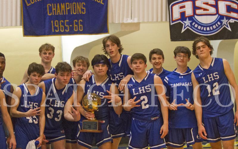 Lampasas celebrates a bi-district championship win over the Graham Steers.