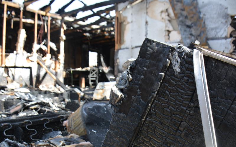 The entire home was destroyed by a fire Monday morning. The cause is under investigation. | Photo by Monique Brand