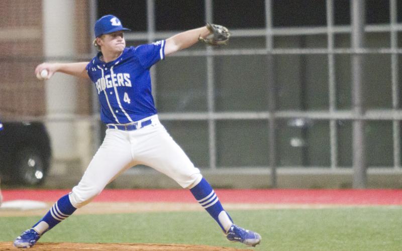 Gauge Gholson started on the mound for Lampasas in the 12-7 victory.