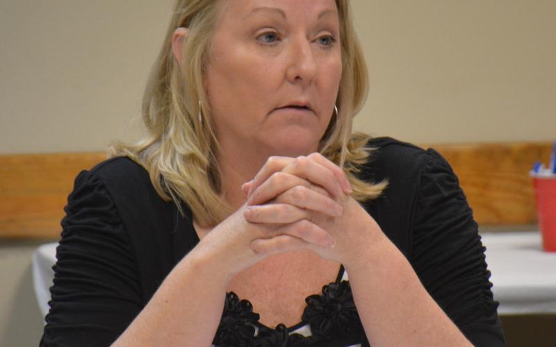 During a previous workshop, County Auditor Tragina Tallant gives the Commissioners Court a rundown of the county’s proposed budget. MONIQUE BRAND | DISPATCH RECORD