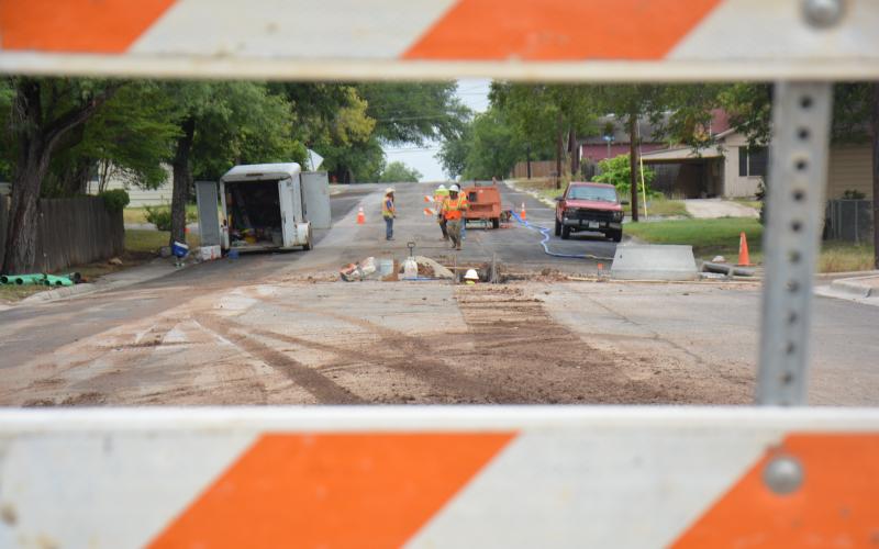 Public works employees were seen working on West Avenue C in Lampasas Tuesday morning. MONIQUE BRAND | DISPATCH RECORD