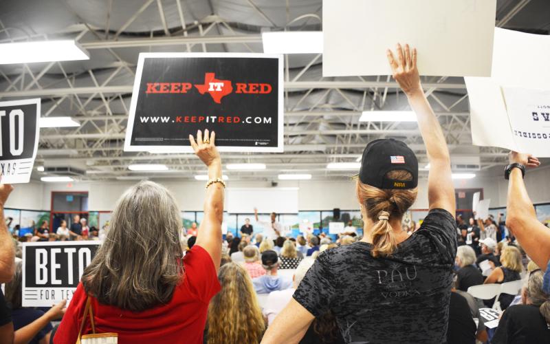 Beto O'Rourke was greeted with supporters and critics during a town hall meeting Thursday. He spoke briefly and then answered questions from the audience.   MONIQUE BRAND | DISPATCH RECORD