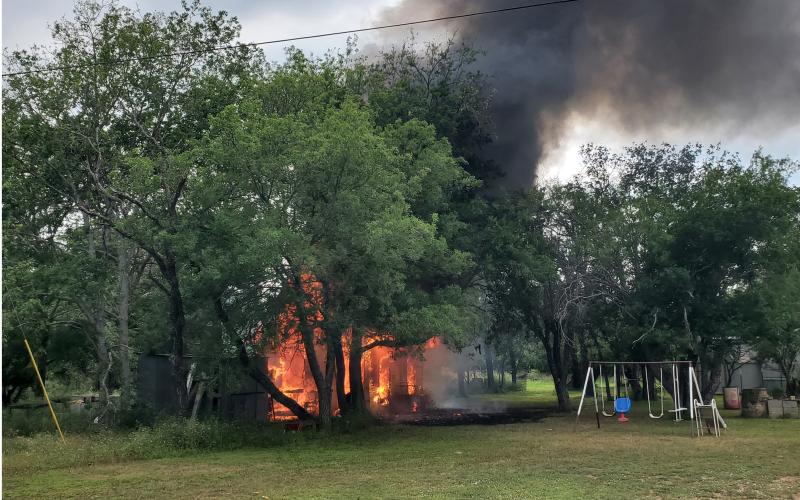 COURTESY | CLINTIN MOSELY A house fire Saturday afternoon claimed the life of a Kempner senior citizen. The home was fully engulfed when first responders arrived. 