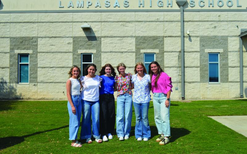 Lampasas High School juniors selected to participate in the American Legion Auxiliary’s 2025 Bluebonnet Girls State session at Texas Lutheran University are, from left to right, Aubrey Stubbs, Jacie Resa, Kelbie Black, Sagen Plouff. Sydney Unger and Brooklyn Farmer. ERICK MITCHELL | DISPATCH RECORD