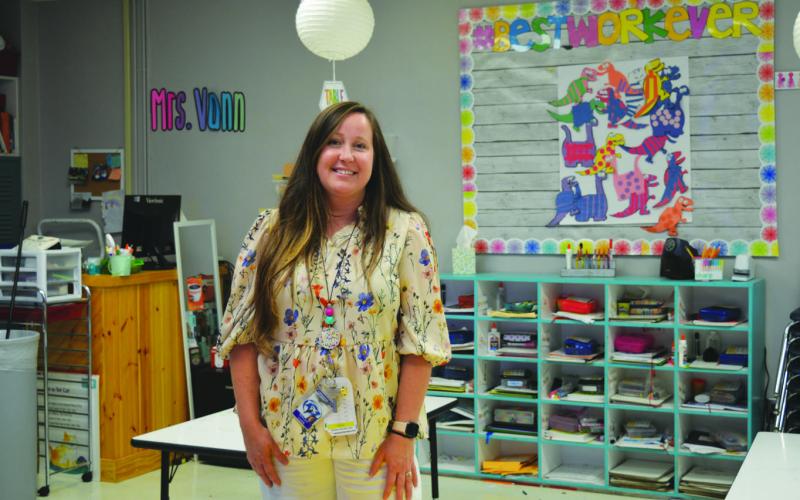 Kline Whitis Elementary School kindergarten teacher Magan Vann seeks to create a family-like atmosphere in her classroom. She was recognized as Lampasas ISD’s elementary school teacher of the year for her efforts. ERICK MITCHELL | DISPATCH RECORD