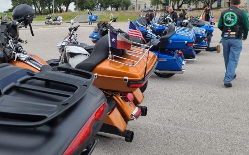 A row of motorcycles parked at Lampasas High School for the conclusion of the annual Do You See Me Now event held Sunday. COURTESY PHOTO