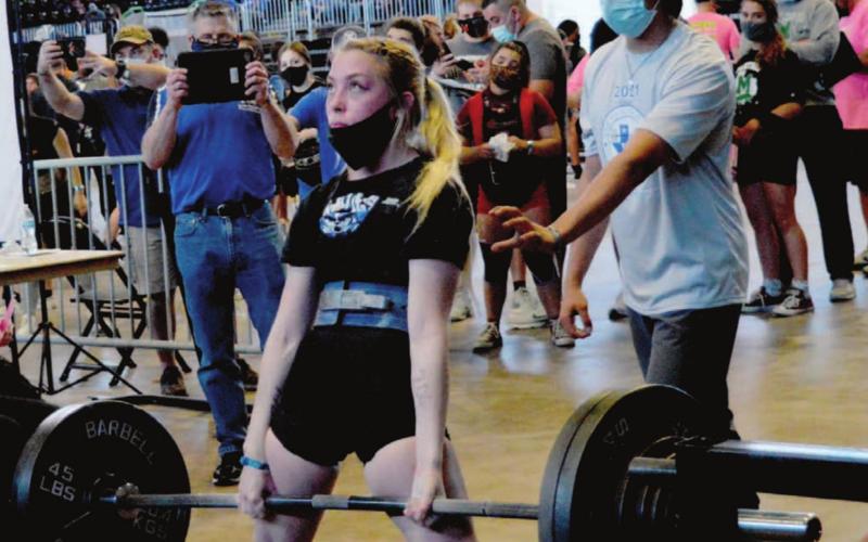 Alyssa Ayers deadlifted 310 pounds and had an 825-pound total for fourth place at state in Corpus Christi. JEFF LOWE | DISPATCH RECORD