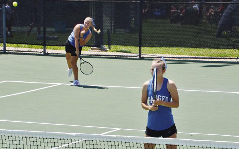 Sydney Unger (back) and Taylor Sheard should be back for tennis this season. FILE PHOTO