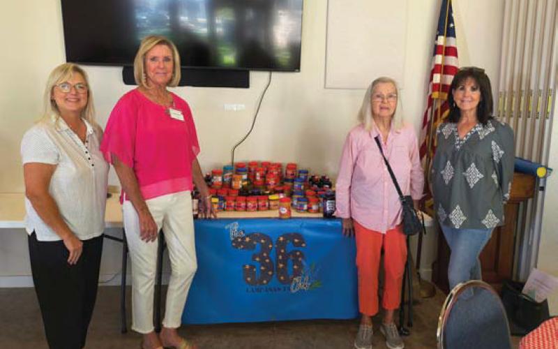 The Projects Committee solicited donations of peanut butter and jelly in September that will be given to Lampasas Mission. More than 150 pounds were collected. Committee members, from left to right, are Cathy Allen, Bernadine Wagner, JoAnn Bollom and Sherry Gillen-Milligan. courtesy photo | shanna sibbersond