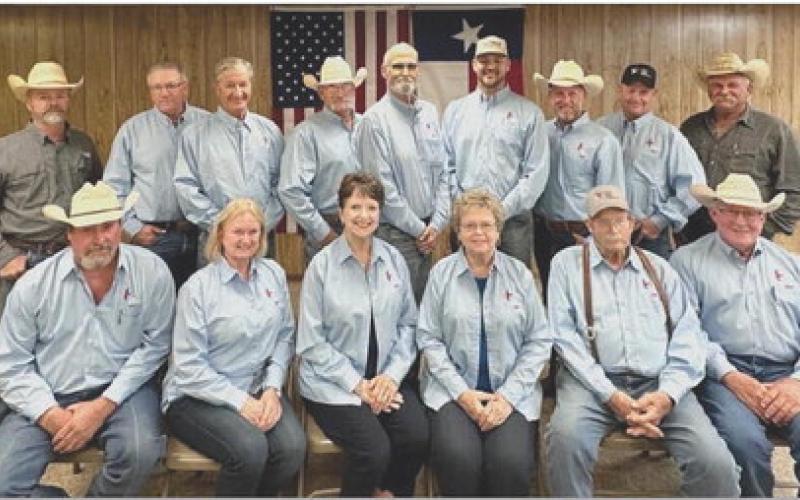 Lampasas County Farm Bureau directors, top row from left, are P.R. Cline, Dr. Rusty Calk, Benton Floerke, Dale Postel, Dr. Steve Forsythe, Heston McBride, Stephen Ruzicka, President Mike Hail and Jim Spivey. Bottom row are directors Wade Chapman, Janet Machen, Patsy Stoneham, Donnis Self, Tim Walker and Mickey Edwards, who also serves as District 8 Texas Farm Bureau director. courtesy photo
