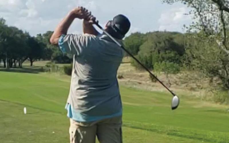 Long-time golf enthusiast Mark Crane is shown here in three stages of a swing at Vaaler Creek Golf Club in Blanco. ALEXANDRIA RANDOLPH MURRELL | DISPATCH RECORD