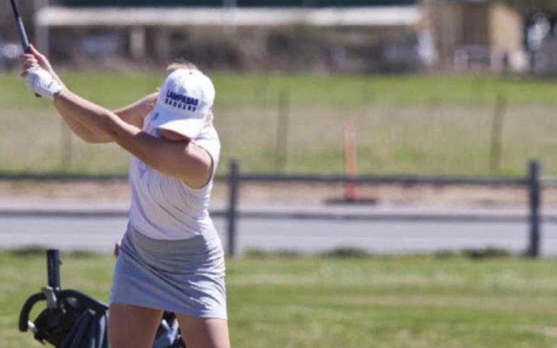 Senior LeeAnn Parker tees off at Squaw Valley Golf Course in Glen Rose on Monday. JEFF LOWE | DISPATCH RECORD