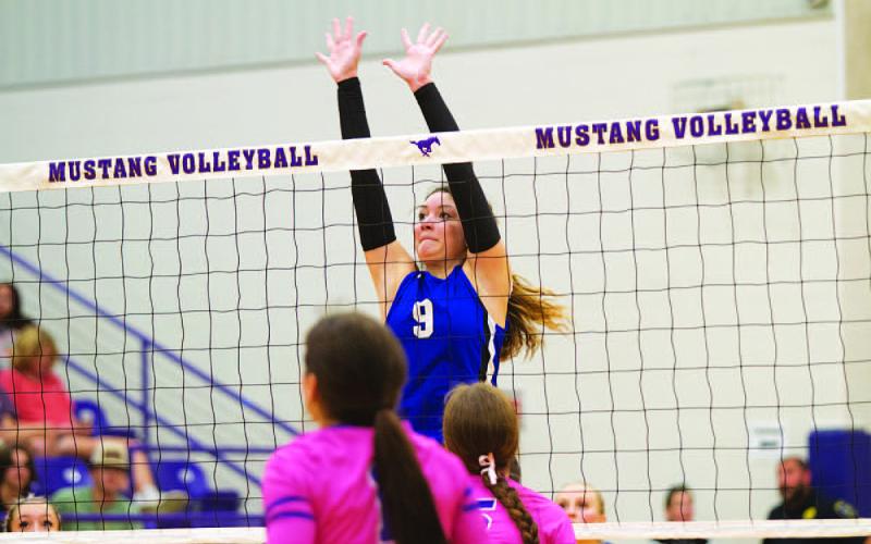 HUNTER KING | DISPATCH RECORD Lilee Hamill led the team in blocks on Tuesday.