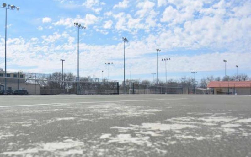 The Lampasas Middle School and Lampasas High School tennis courts will receive a facelift before next school year begins. MONIQUE BRAND | DISPATCH RECORD