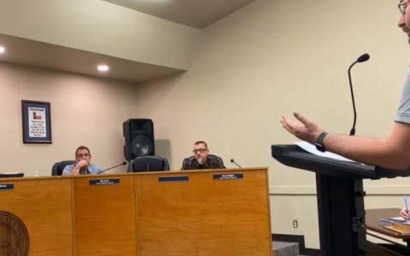 Kempner City Manager David Williams, far right, gives his staff report while Mayor John Wilkerson, left, Councilman Rob Green, center, and Councilman Vance Rodgers listen. CITY OF KEMPNER TEXAS FACEBOOK PAGE